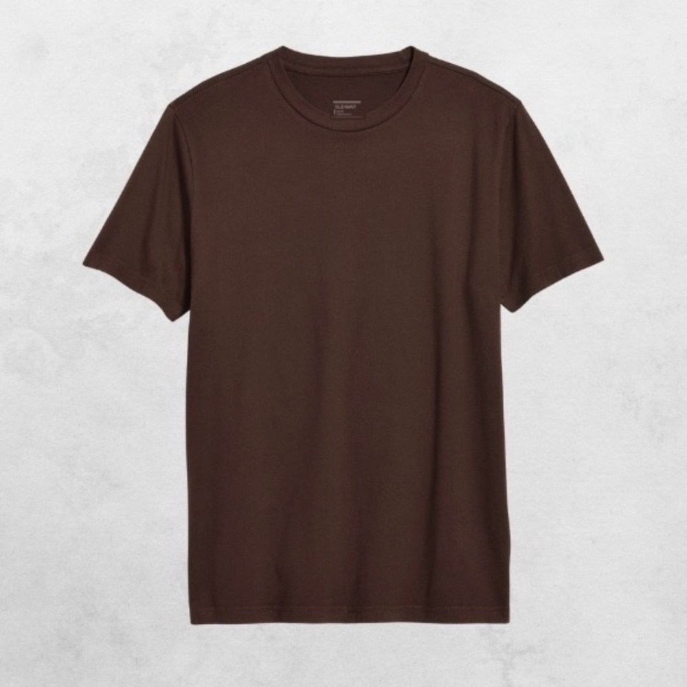 Old Navy Pullover Tee Short Sleeves Scoop Neck Straight Hem Cotton Brown Men's M